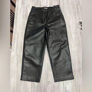 Babaton women’s crop Sleek Black leather Pants 22 inch inseam